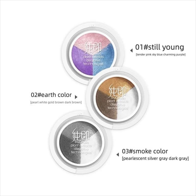 [Regalo Gratuito] Palette di ombretti puri a tre colori per il trucco quotidiano in blu, viola, rosa, grigio, bianco, nero, toni della terra