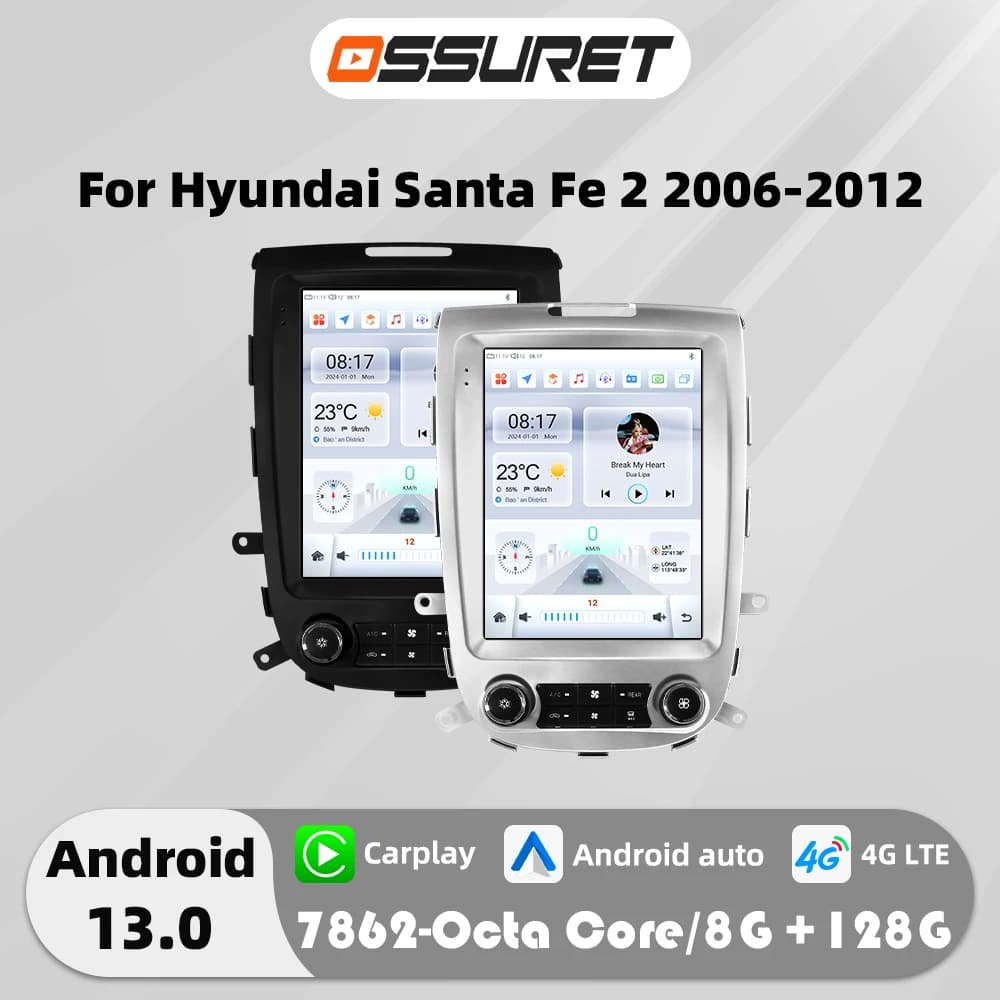 9.7 "Android 13 Autoradio per Hyundai Santa Fe 2 2006-2012 lettore multimediale 7862 DSP Carplay GPS navi Stereo 4G Autoradio