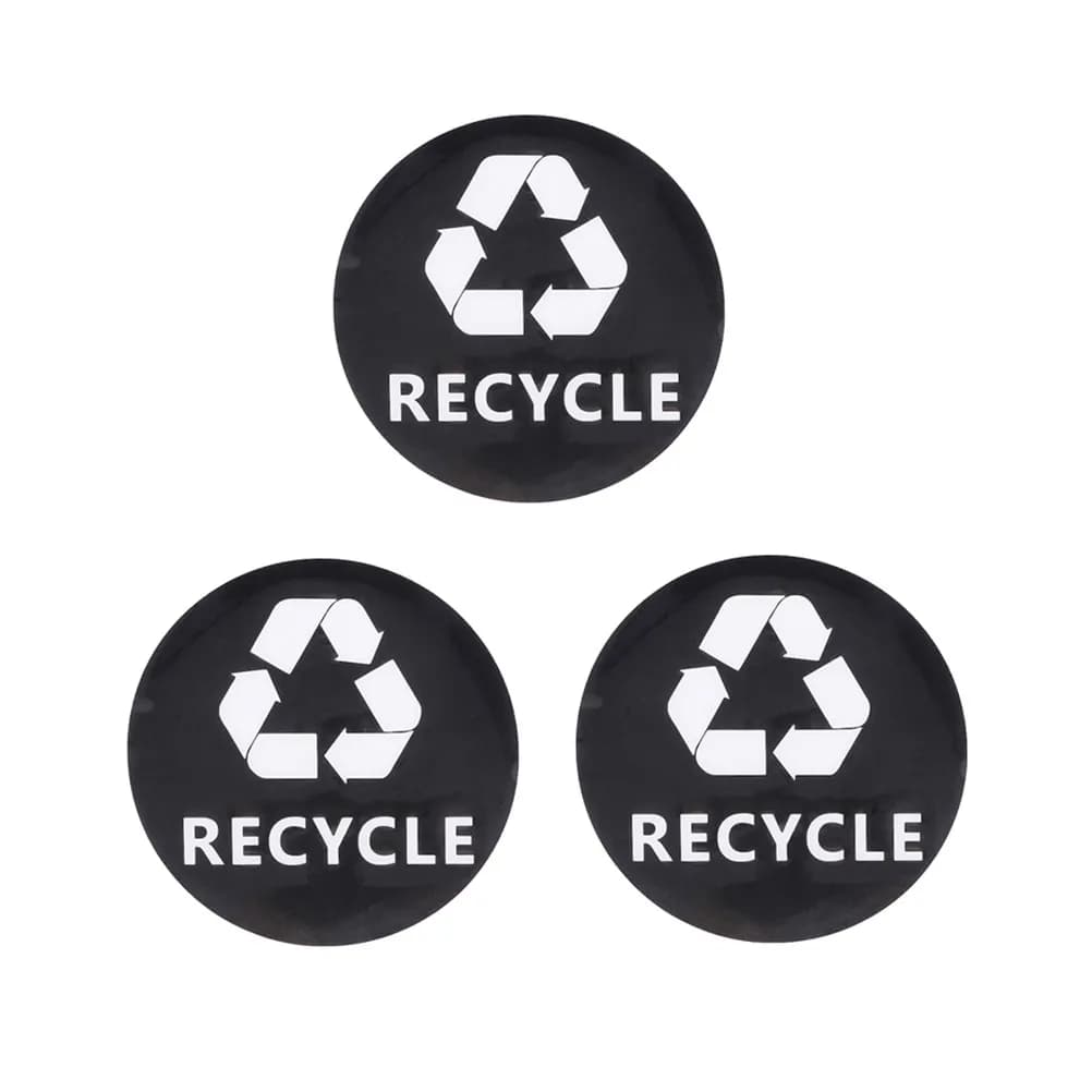 3Pcs Black Recycle Sticker Car Trash Bin Label Recyclable Symbol Decal Self Adhesive for Window Container Garbage Can