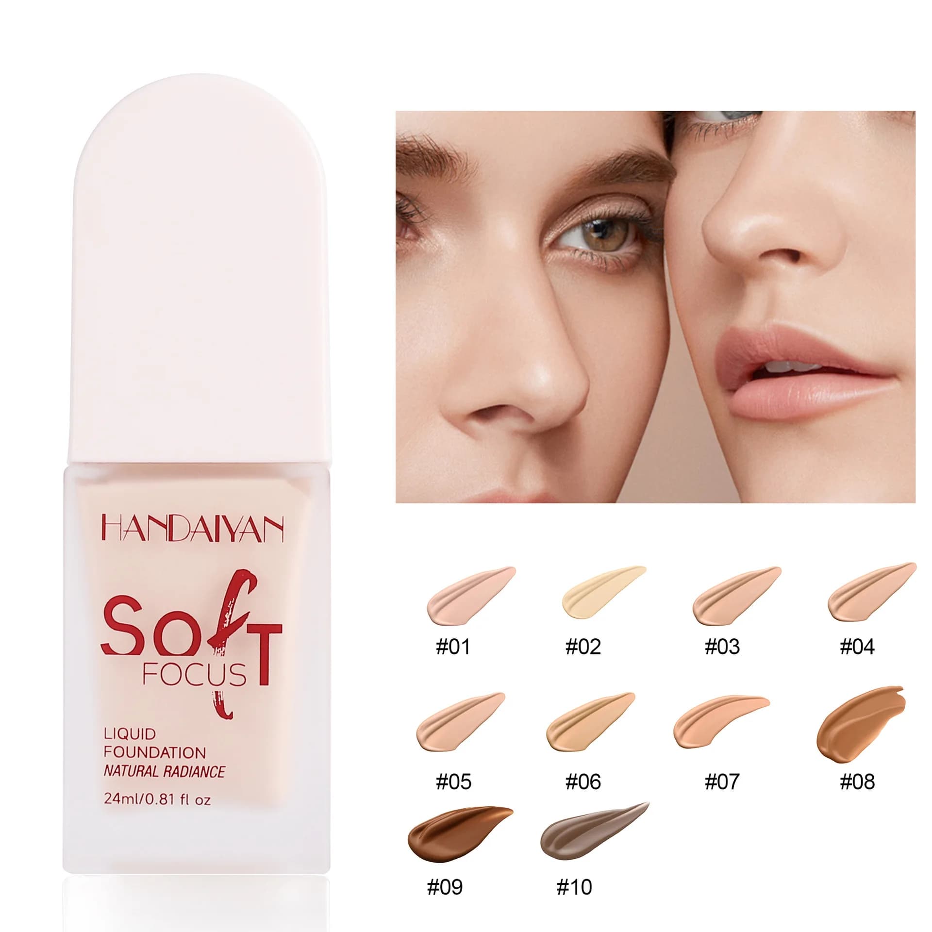 HANDAIYAN 10 Color Hydrating Powder Base Liquid Corrector Long-Term Waterproof and Slacking Powder