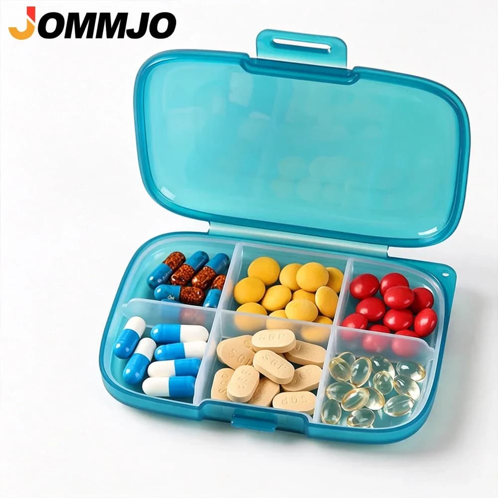 1-3PCS Small Portable Travel Daily 6 Grids Pill Case Box Organizer Tablet Pills Storage Container for Medicine Vitamin Fish Oils