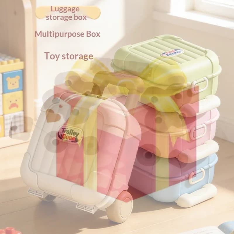 【HG】Scatola portaoggetti per bagagli, scatola portaoggetti per giocattoli per bambini, valigia con maniglia estensibile
