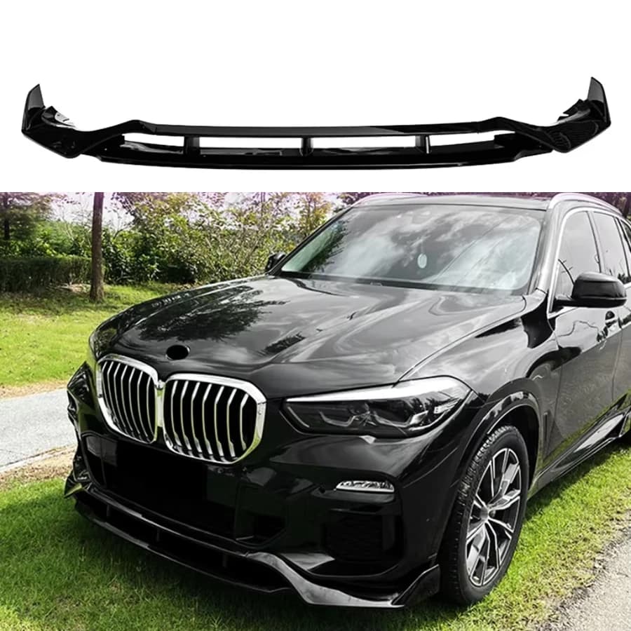 For BMW X5 G05 2018-2022 Bright Black Car Front Bumper Lip glossy black Front lip Diffuser Front Chin Spoiler Body Kit