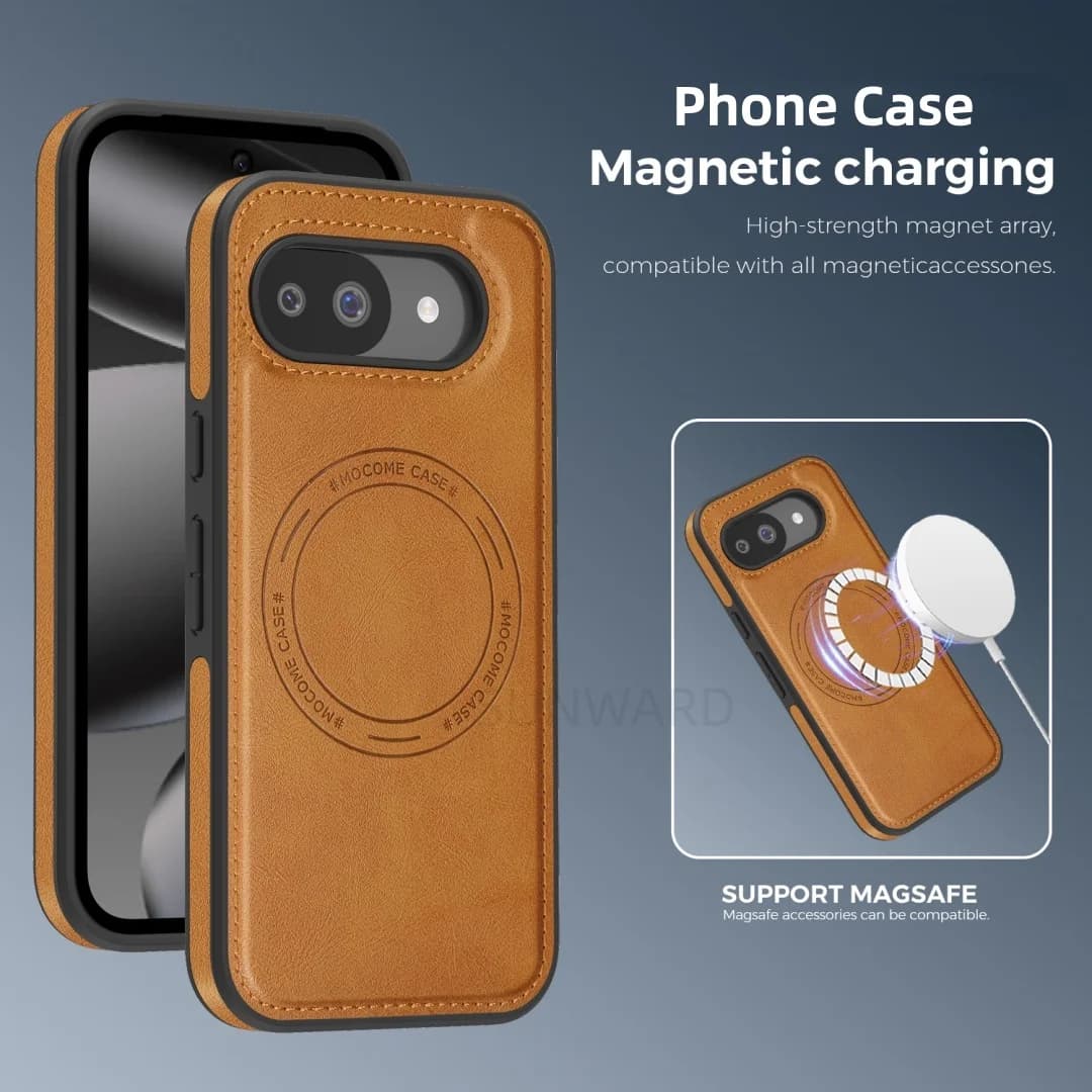 Custodia Protettiva in Pelle di Lusso per Google Pixel 10 8 9 Pro XL 10A 9A con Ricarica Wireless e Supporto Magnetico MagSafe