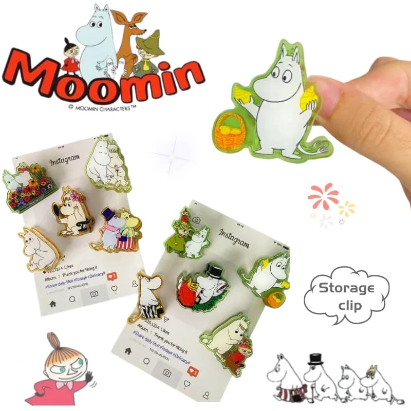 Moomin storage clip Stylish and Personalized cartoon cute High-Value Portable Folder for Student Textbooks test paper Note clip
