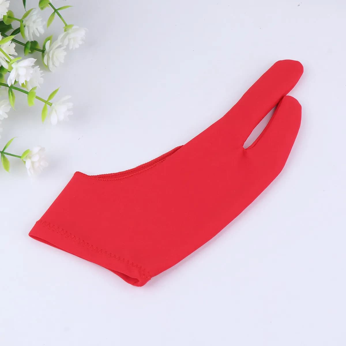 2 Guanti Artistici a Due Dita in Spandex, Anti-Macchia, Traspiranti, Rossi, Taglia S, per Disegno e Pittura, Compatibili con Tablet e Penne