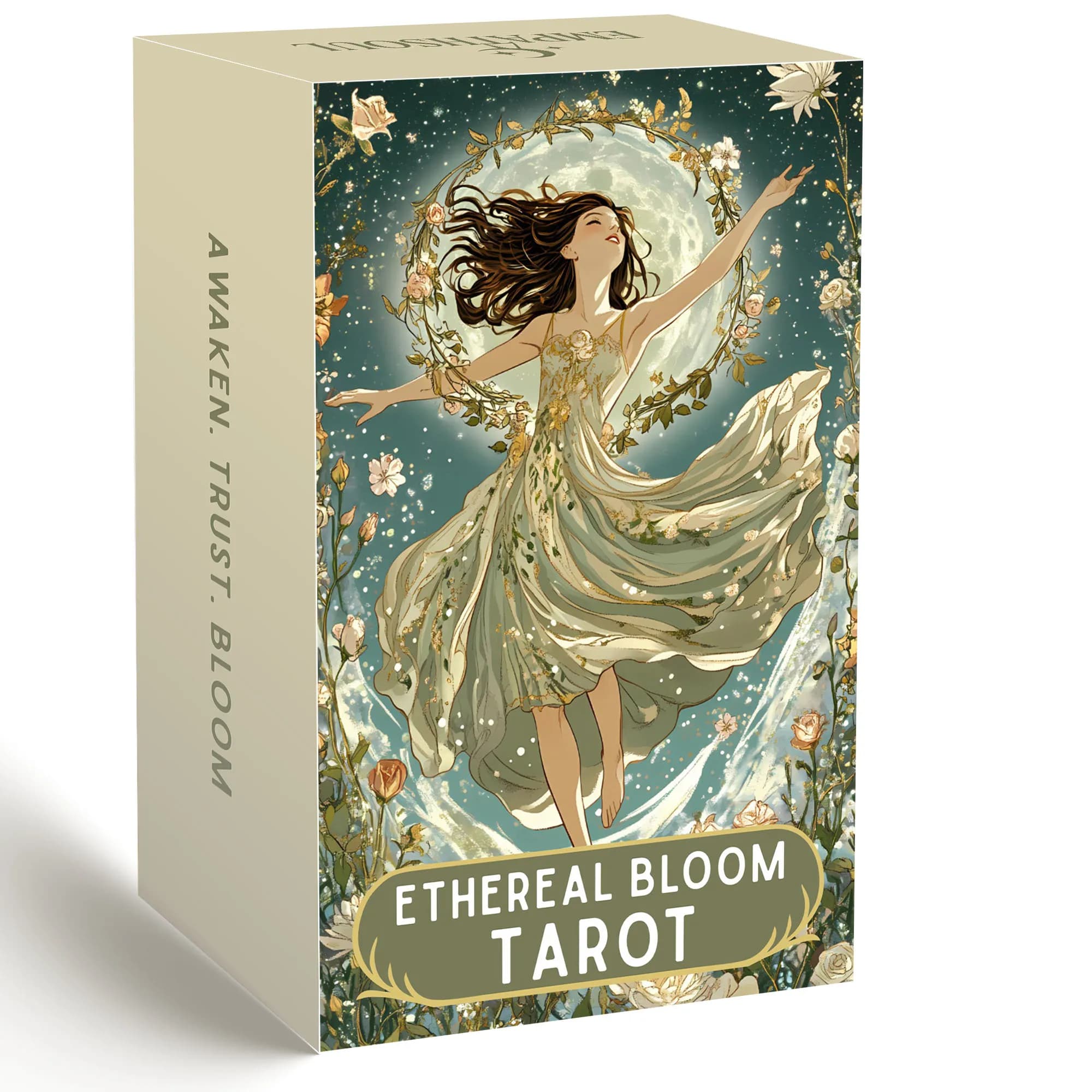 Mazzo di carte dei Tarocchi Ethereal Bloom, 78 carte con guida, Tarocchi magici sognanti al chiaro di luna per l'autoconoscenza, divinazione, 14+