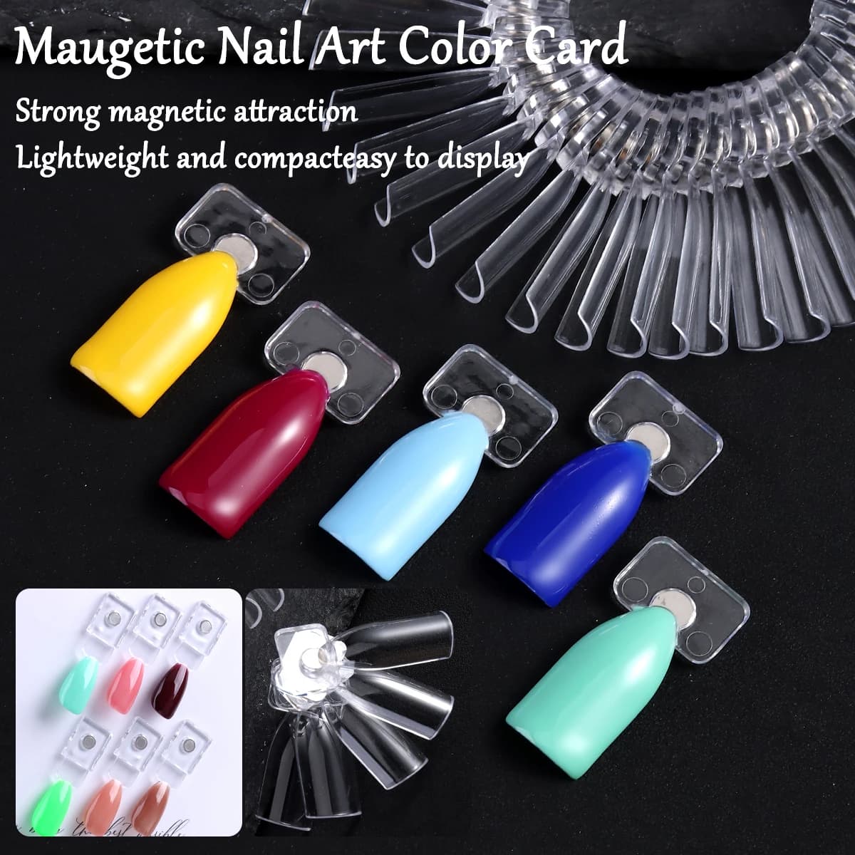 Tabellone grafico dei colori per smalto, campione di colori Tavolozza di gel per unghie Libro di carte campione Carta colorata magnetica incorporata per punte delle unghie