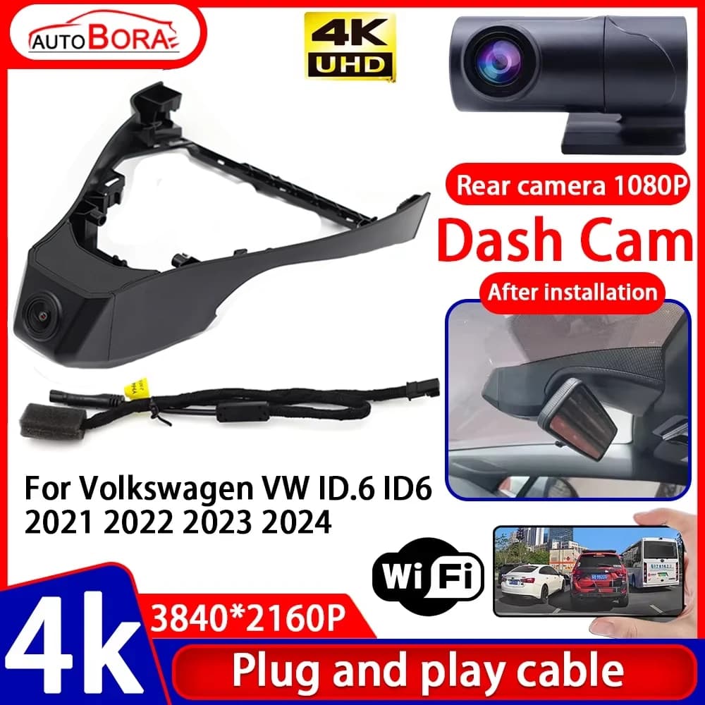ZhuCamX Video Recorder Night Visio 4K UHD Plug and Play Car DVR Dash Cam for Volkswagen VW ID.6 ID6 2021 2022 2023 2024