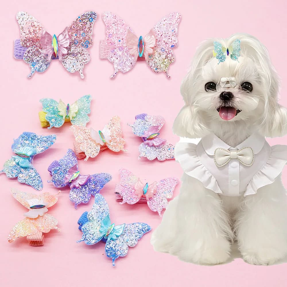 50 Pezzi Fermagli per Capelli a Forma di Farfalla per Cani, Fiocchi Fatti a Mano per Cani, Nuove Mollette per Cuccioli 2026, Accessori per la Toelettatura di Cani e Gatti