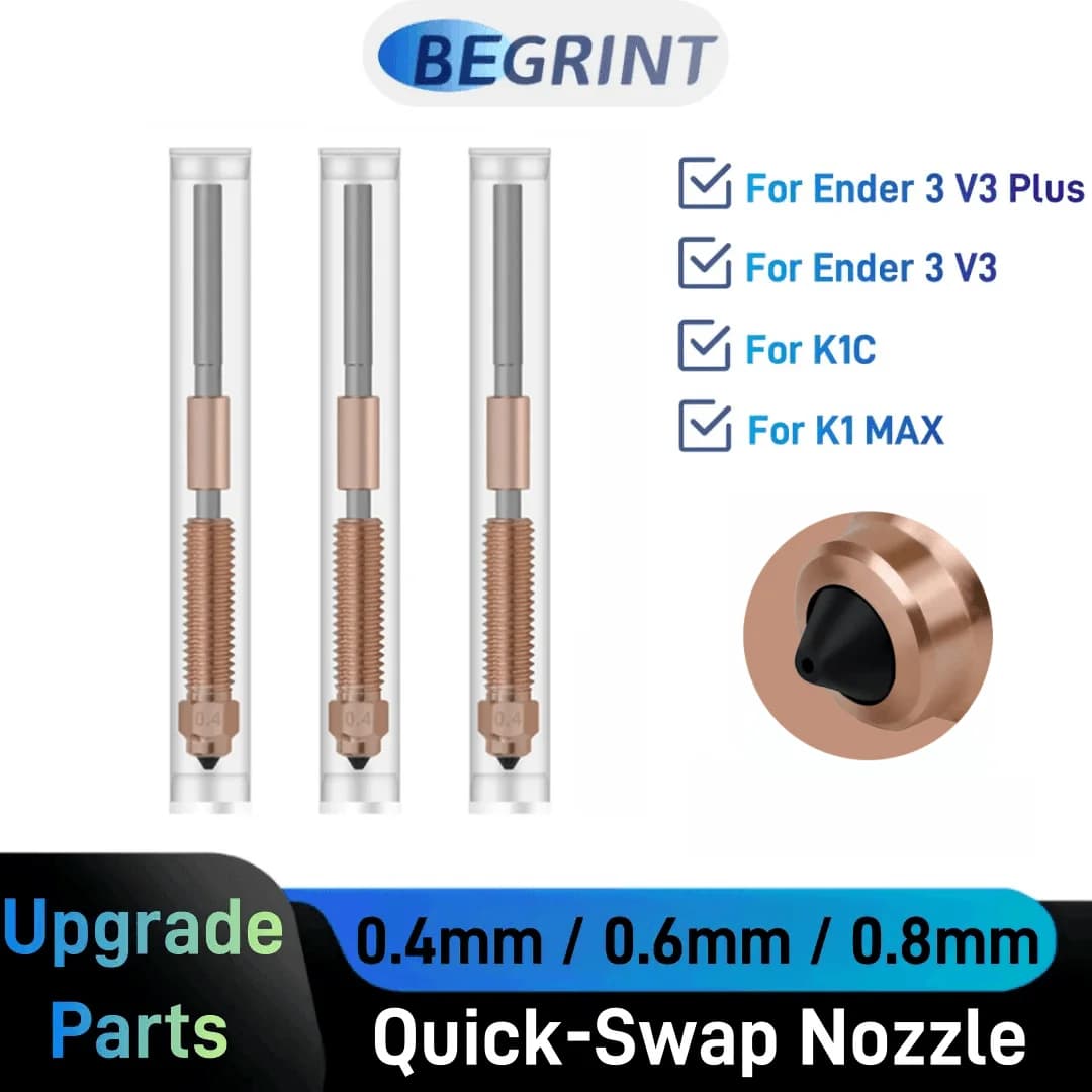 Ugello K1C da 0,2/0,4/0,6/0,8 mm Ugelli All-in-one in rame e titanio Ugello K1C K1 Max ad alto flusso per stampante 3D Ender3 V3 Plus Hotend