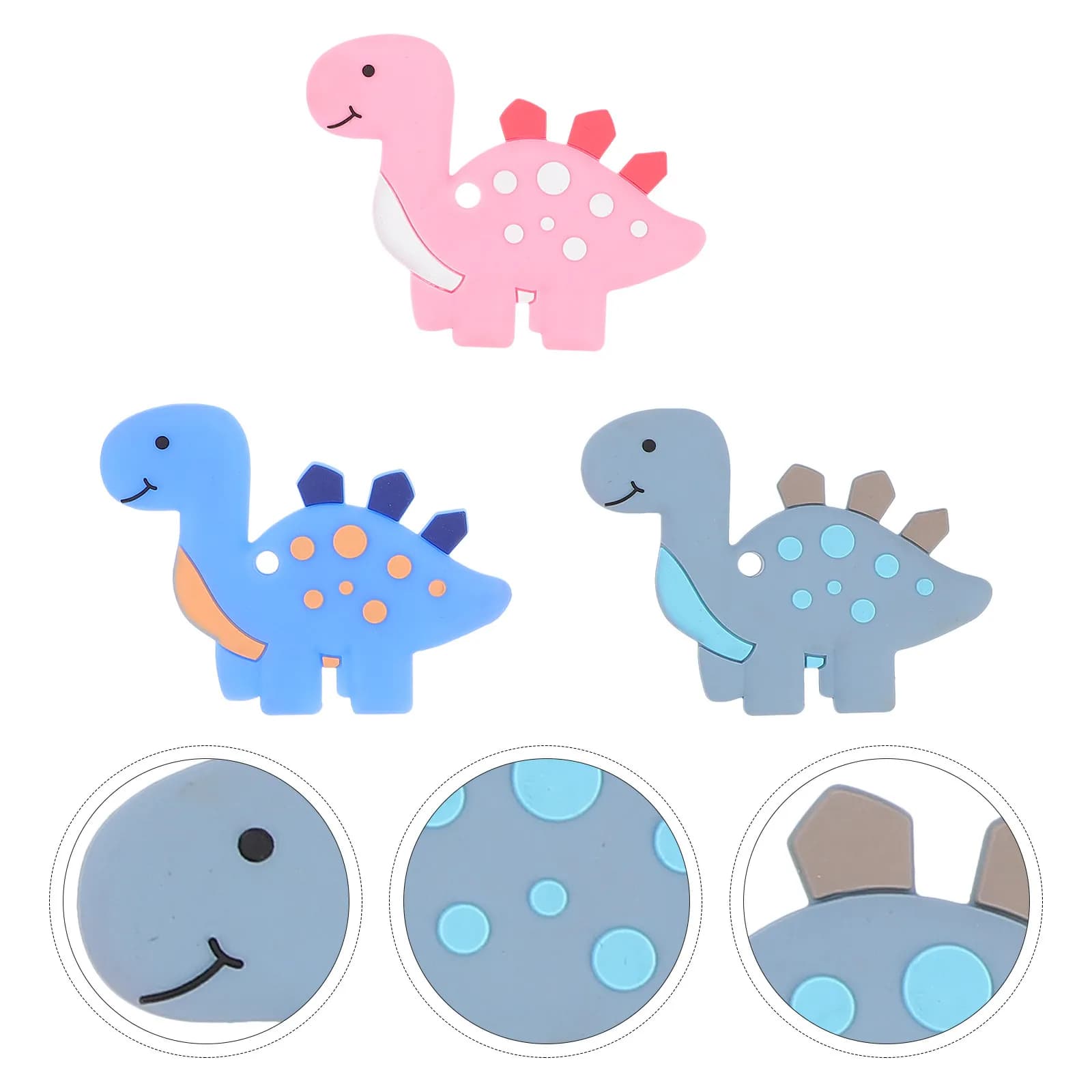 3Pcs Dinosaur Baby Molar Silicone Chewing Teether Training Pain Relief Infant Plaything Baby Teething Toy Self-Soothing Teether