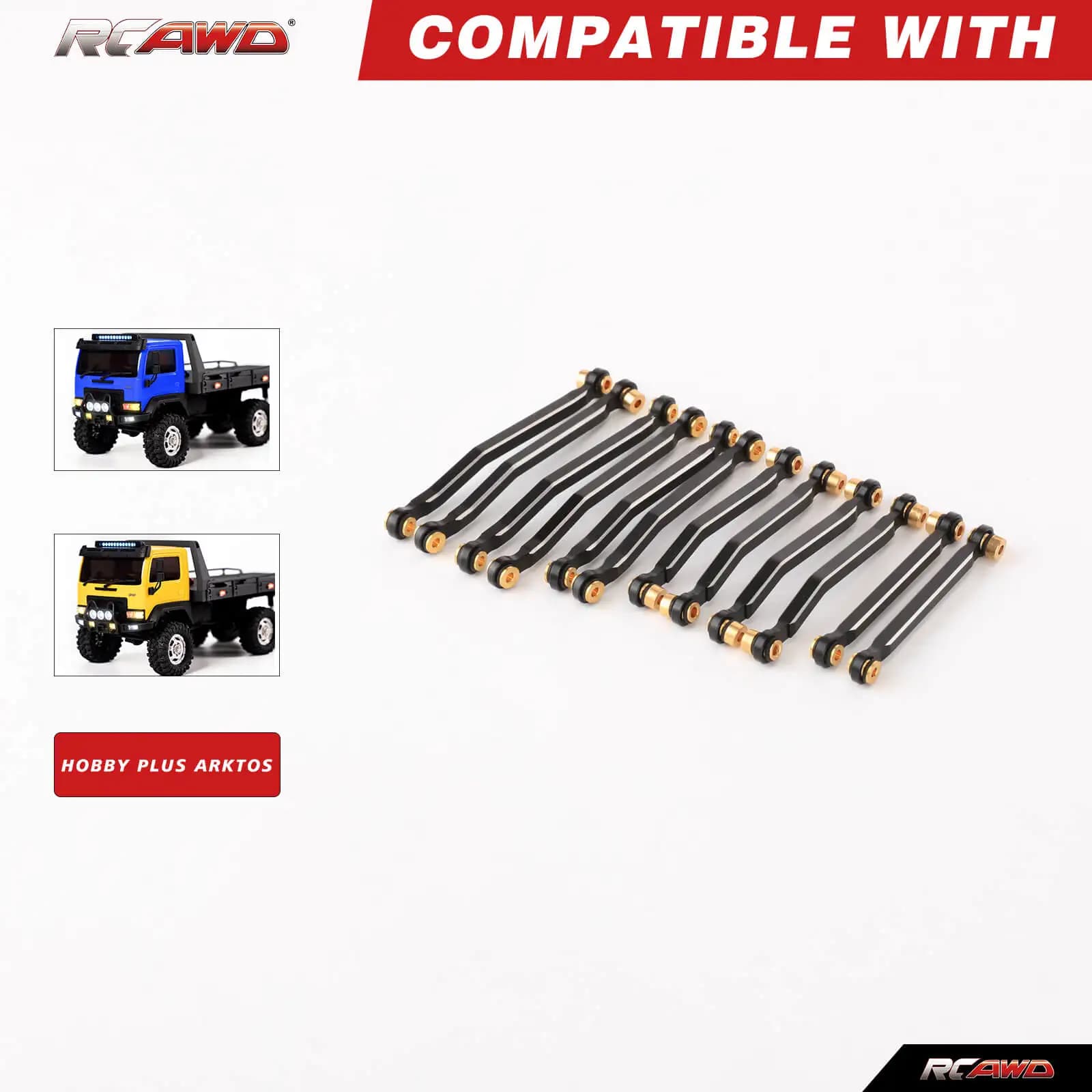 RCAWD 12 pz Sterzo In Metallo Tirante Collegamenti Set di Collegamenti per HOBBYPLUS HOBBY PLUS ARKTOS 1/18 CR-18P 6x6 Collegamenti Set Aggiornamenti Parti