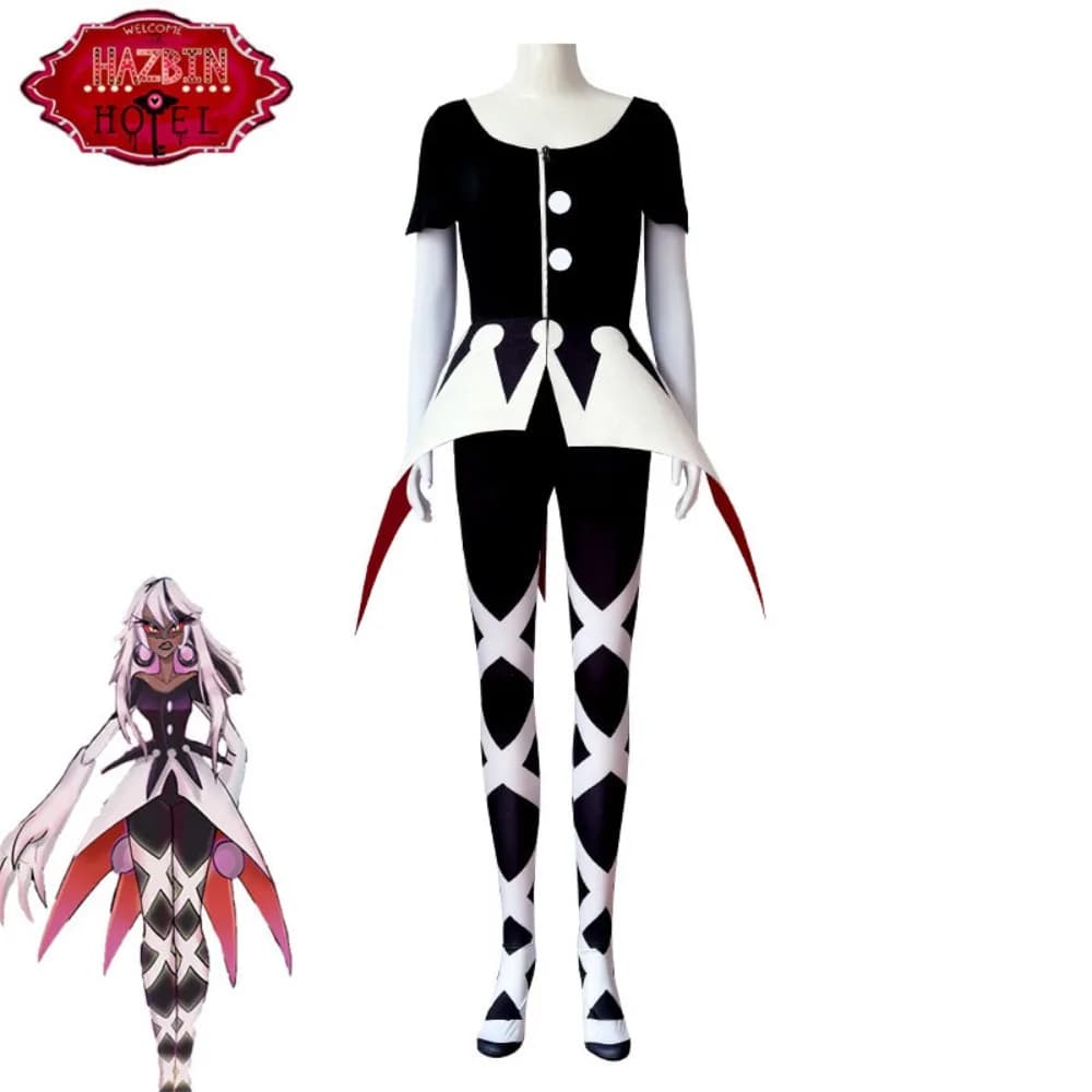 Hazbin Hotel Carmilla Cosplay Costume Black Top Bottom Gloves Accessories Halloween Comic Con Event Outfit