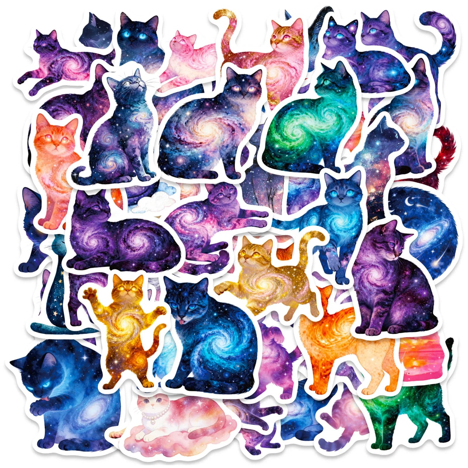 56/112PCS Cielo stellato Gatto Graffiti Adesivi Universo Meow Stella Colorato Simpatico gatto Creativo Cancelleria Notebook Adesivi ricompensa