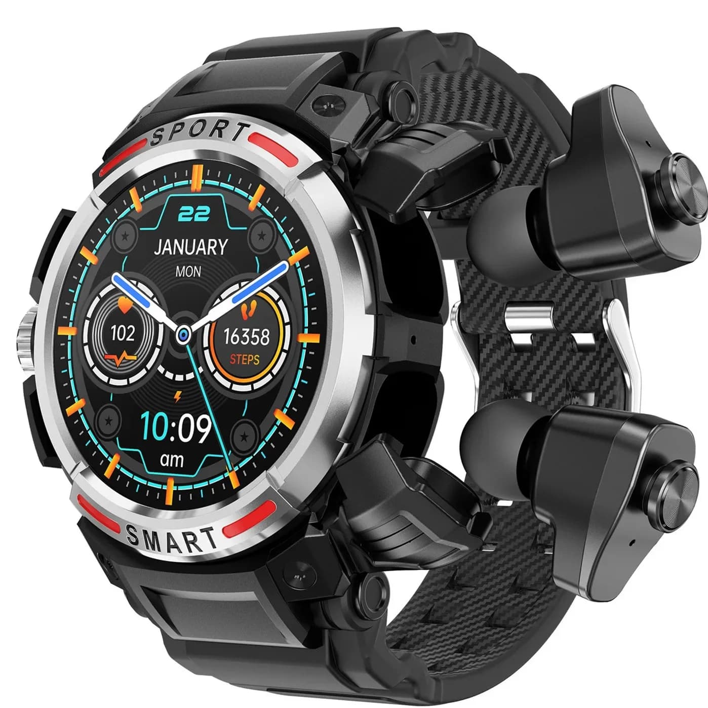 Smart Watch TWS Auricolare per chiamate Bluetooth MP3 Musica locale 3 in 1 Smartwatch da uomo Altoparlante NFC Orologi sportivi per fitness Auricolari wireless