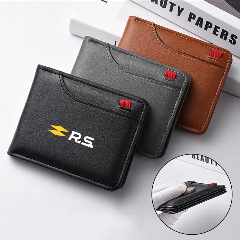Car Sticker Car Emblem Wallet Credit Card Coin Purse Money Bag Holder Accessory For Renault RS Duster Captur Clio Logan Megane K