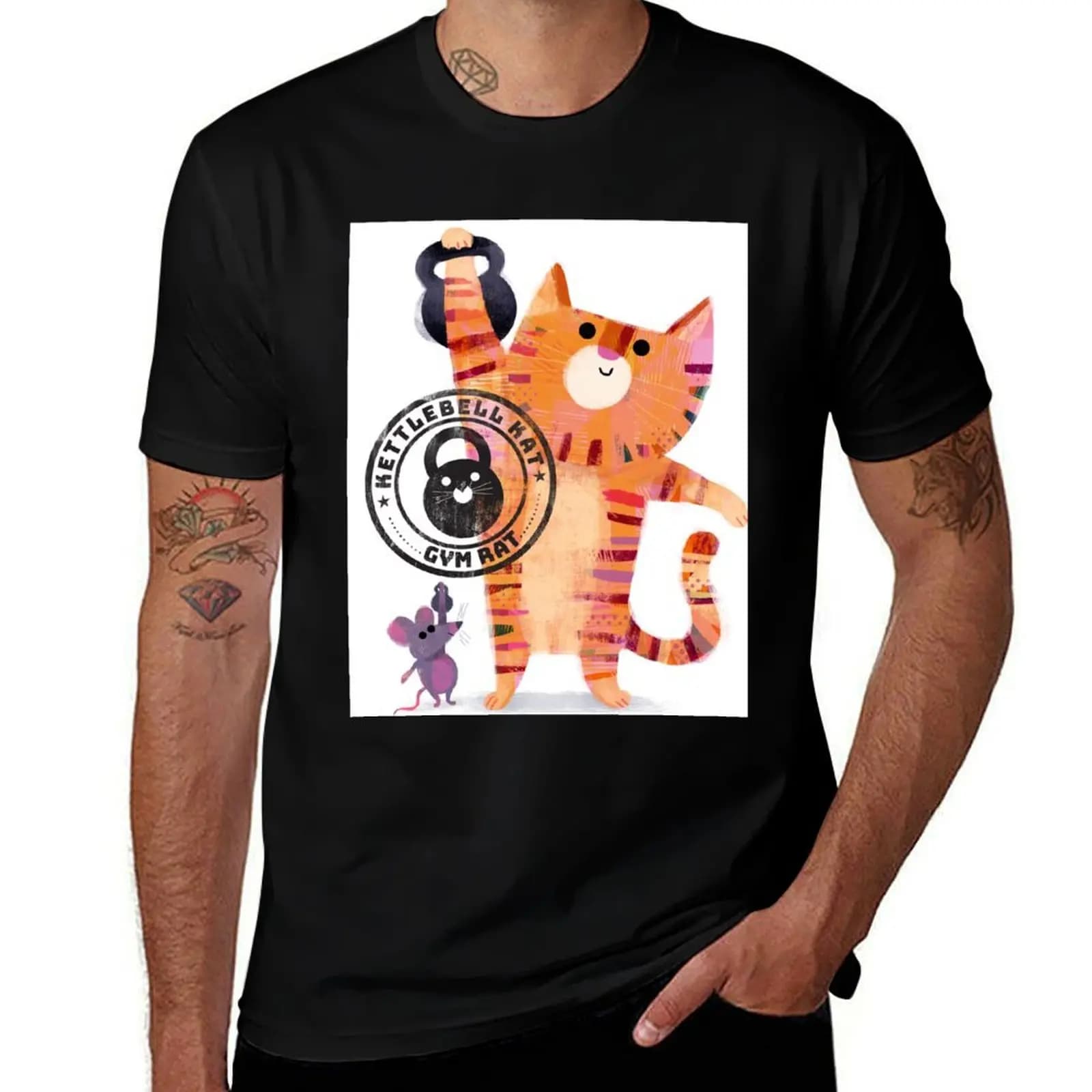 Kettlebell Kats T-Shirt Plus Size Outdoor Casual Top