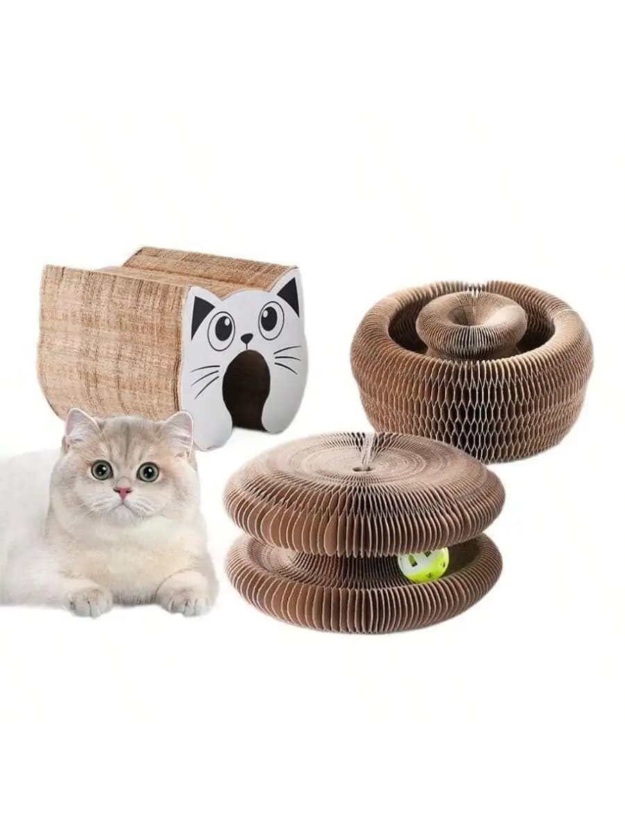 Interactive Cat Toys Set Corrugated Paper Turntable Tunnel With Hollow Ball Scratching Play Accessories