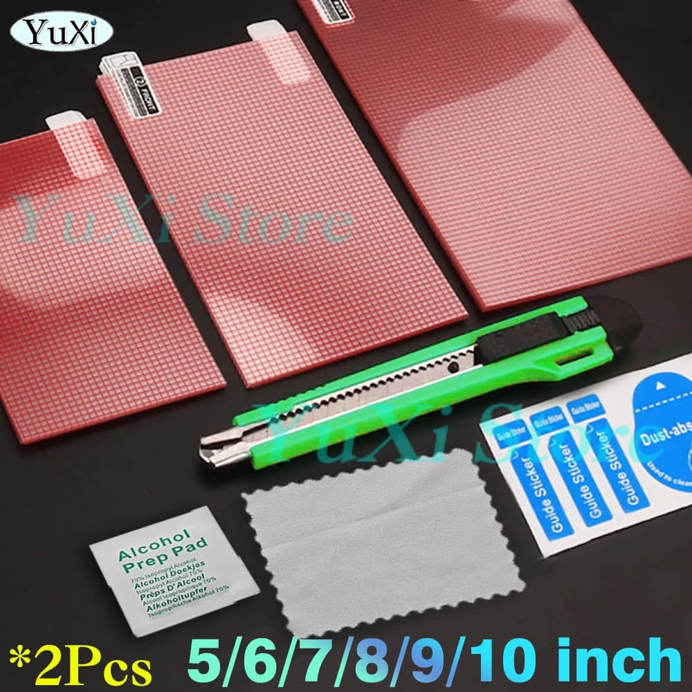 Pellicole protettive per schermo universali da 2 pezzi per tablet telefono GPS LCD protezione antigraffio con kit carta per pulizia 5/6/7/8/9/10 pollici