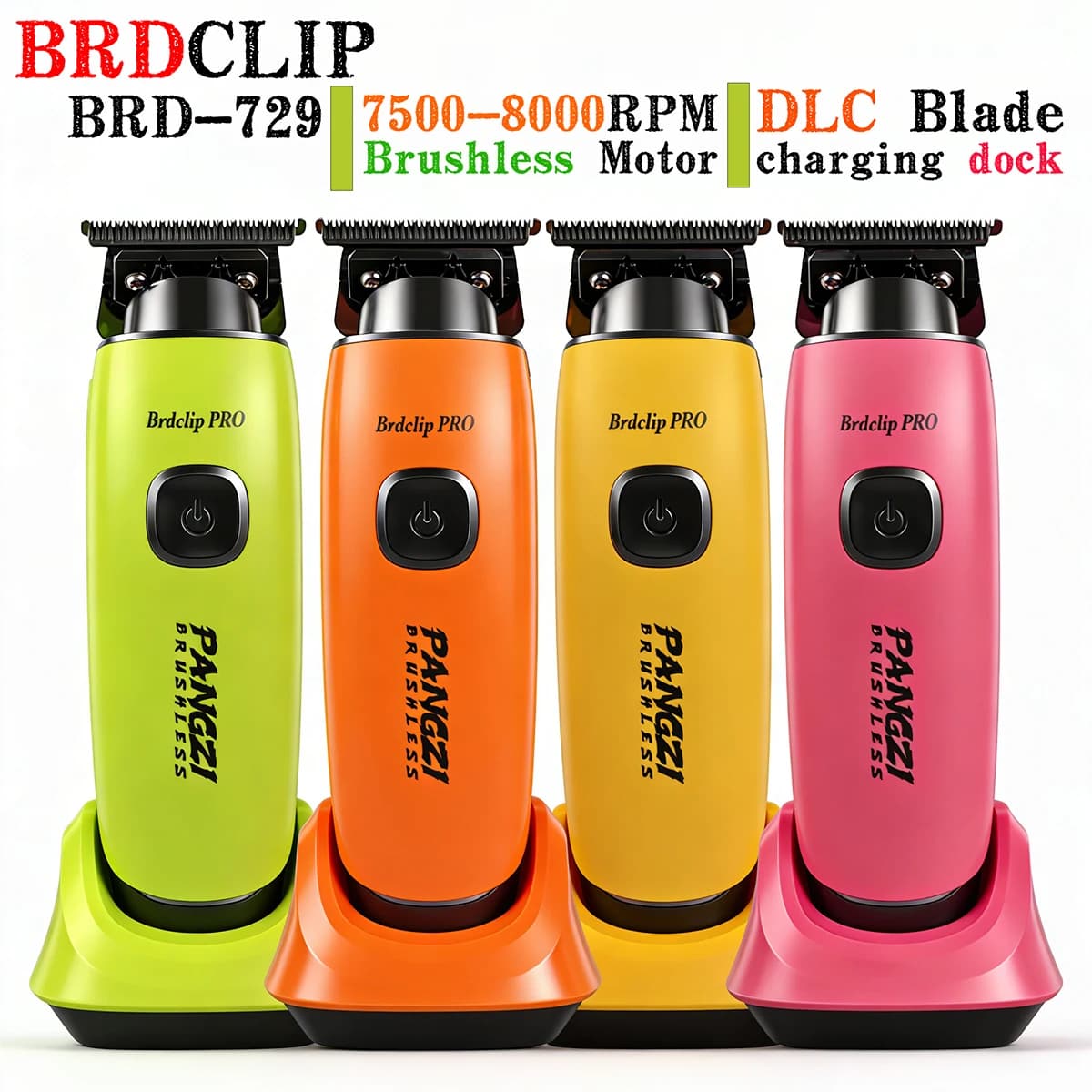 Tagliacapelli elettrico professionale BRD 729 DLC Blade con motore brushless variabile da 8000 RPM e base, per barbiere e uso domestico