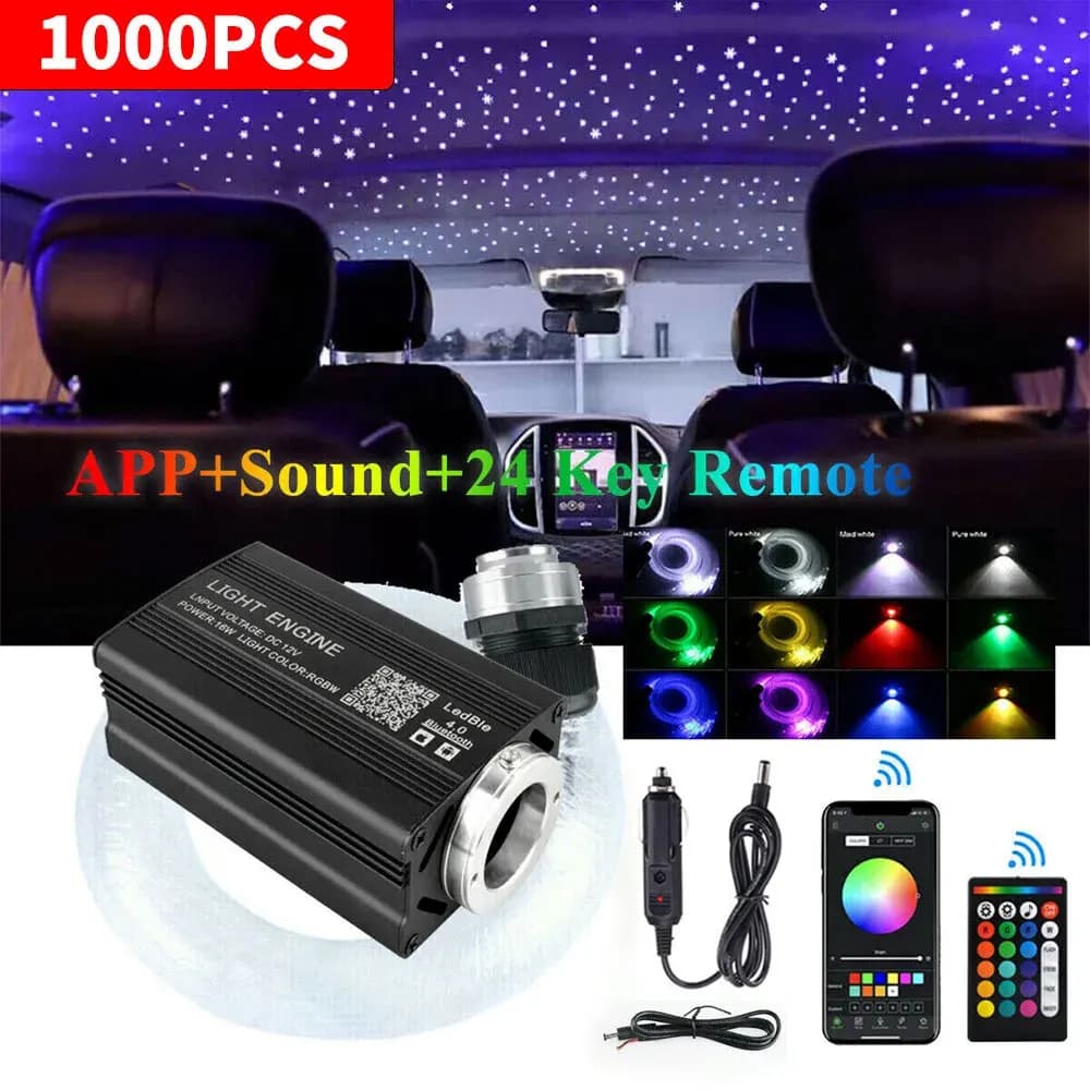 Auto Cielo Stellato Luce Auto Casa Luci In Fibra Ottica Lampada Atmosfera Controllo Musica Plafoniere RGB 16W 8 Colori Car Styling FAI DA TE