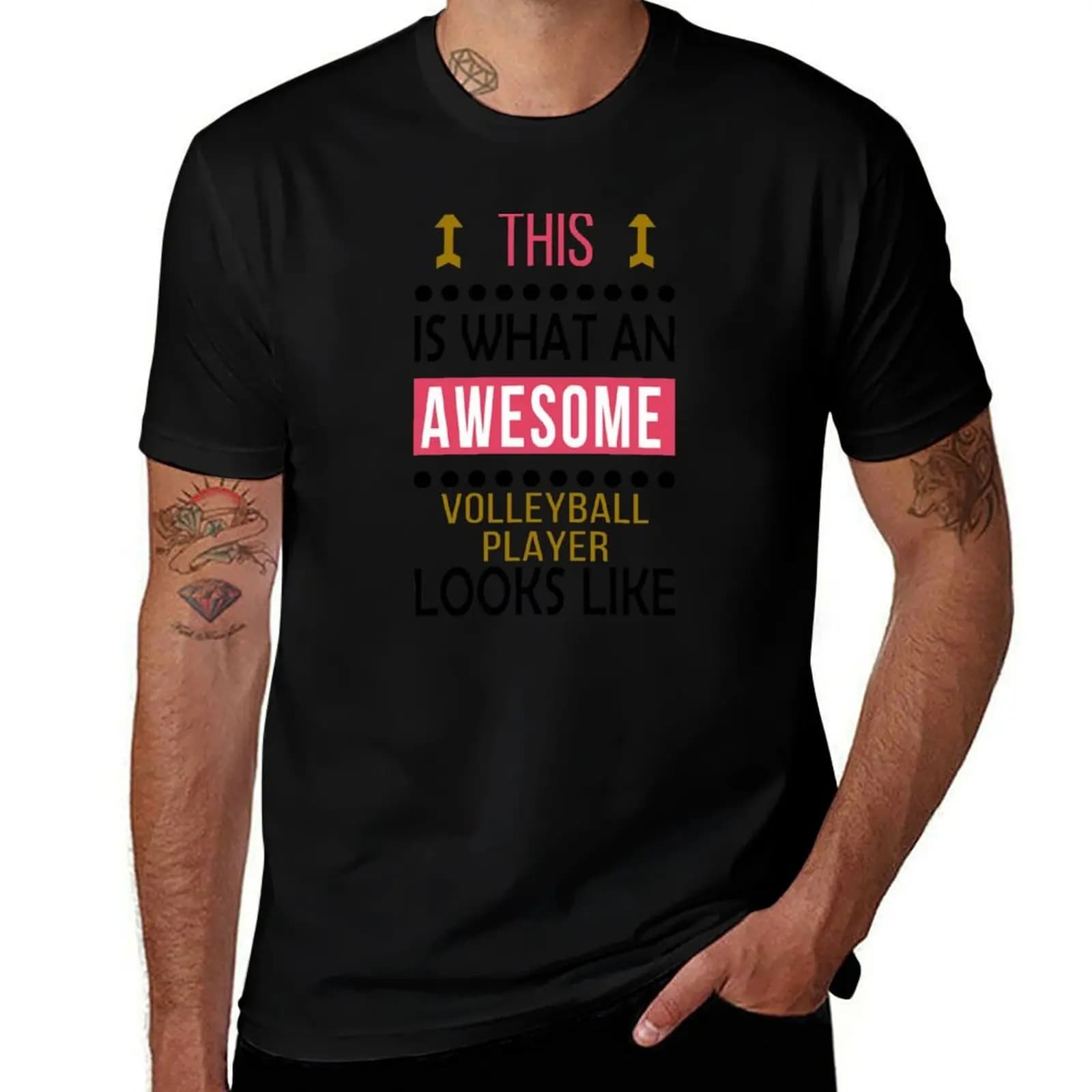 Volleyball Player Awesome Looks Birthday Christmas Funny T-Shirt Lightweight Casual Summer T-Shirt