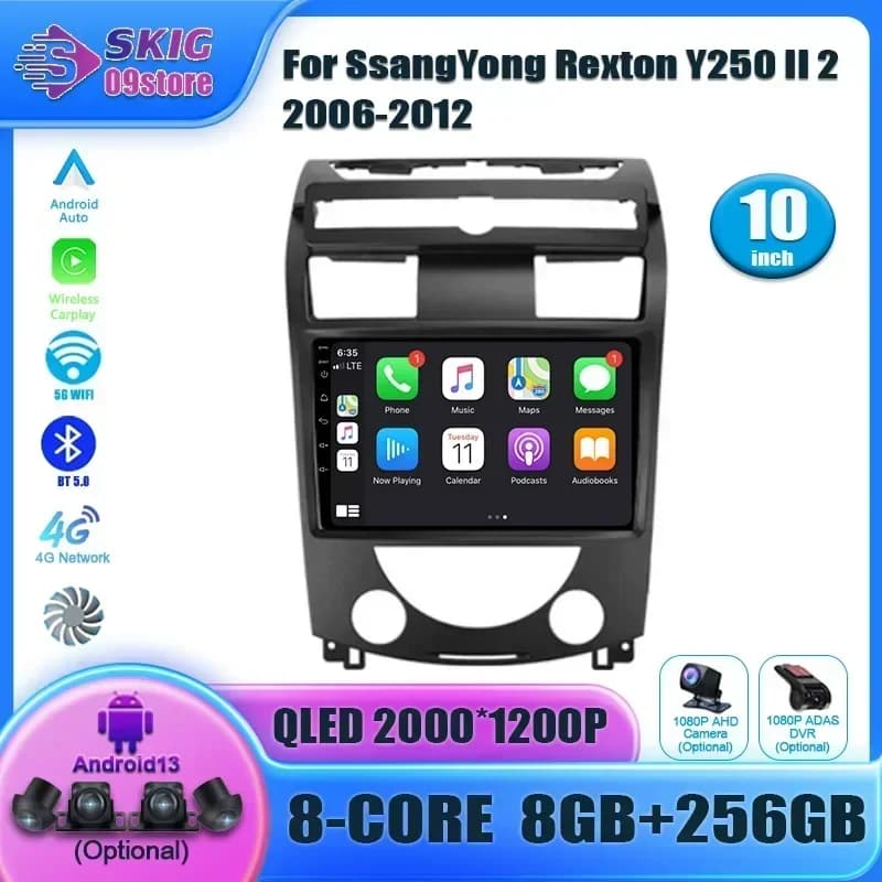 Autoradio Android 14 per SsangYong Rexton Y250 II 2 2006-2012, Navigazione Multimediale, Carplay Wireless, Stereo 4G GPS, Schermo 2DIN