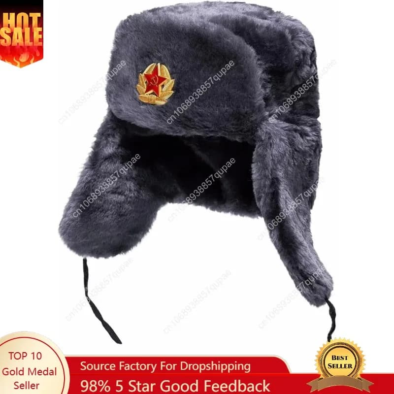 BELEON Ushanka Russian Fur Hat - Soviet Army Trapper Hat - Winter Hat