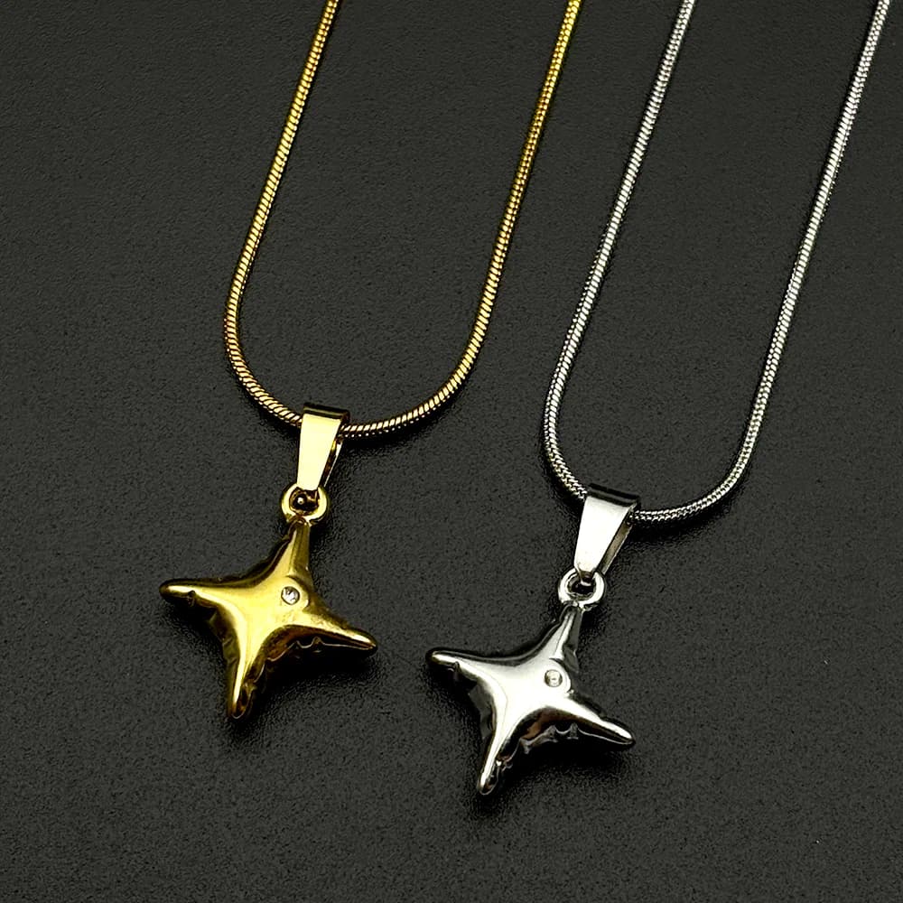Y2K Star Pendant Necklace For Women Men Korean Stainless Steel Rhinestone Snake Chain Simple Fashion Jewelry Accessories