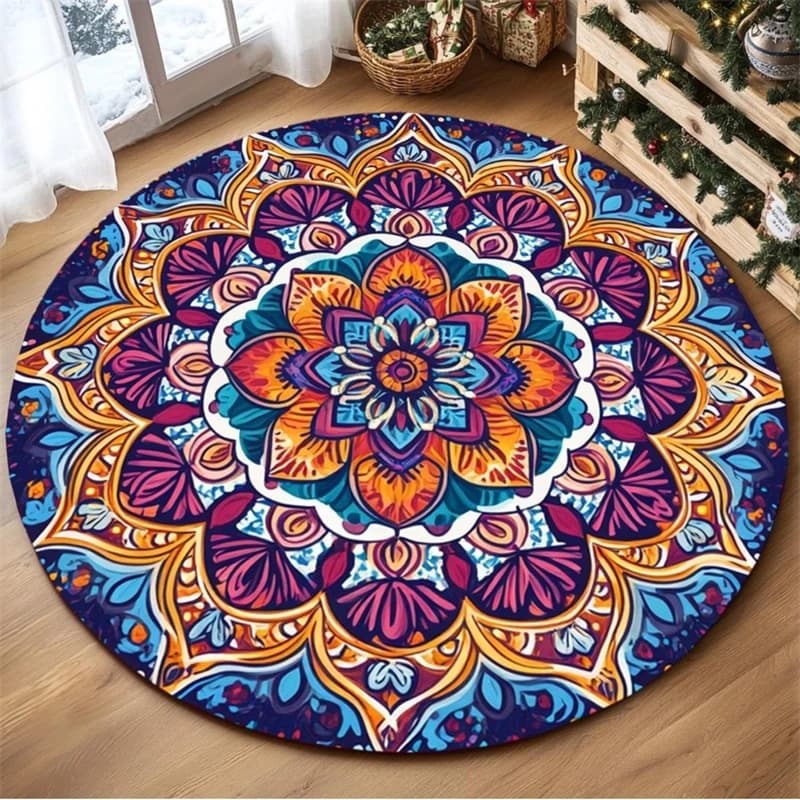 Bohemian Round Rug Stain Resistant Wear Resistant Cushion For Hanging Swing Chair Pad Balcony Bedroom Decor For Women Gift