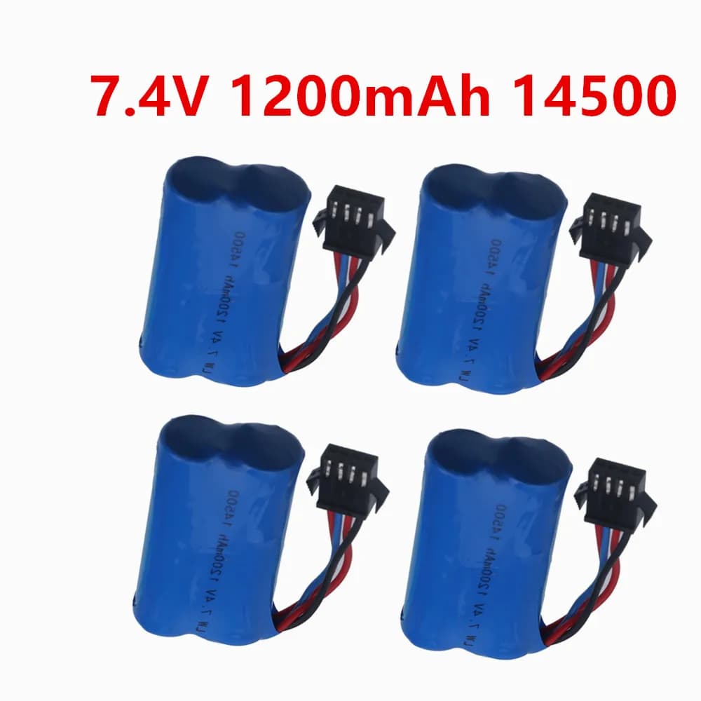 Batteria SM-4P 14500 7.4V 1200mAh per pistola ad acqua telecomandata, giocattoli RC, ricambi RC, batteria 7.4V per modellini di auto RC