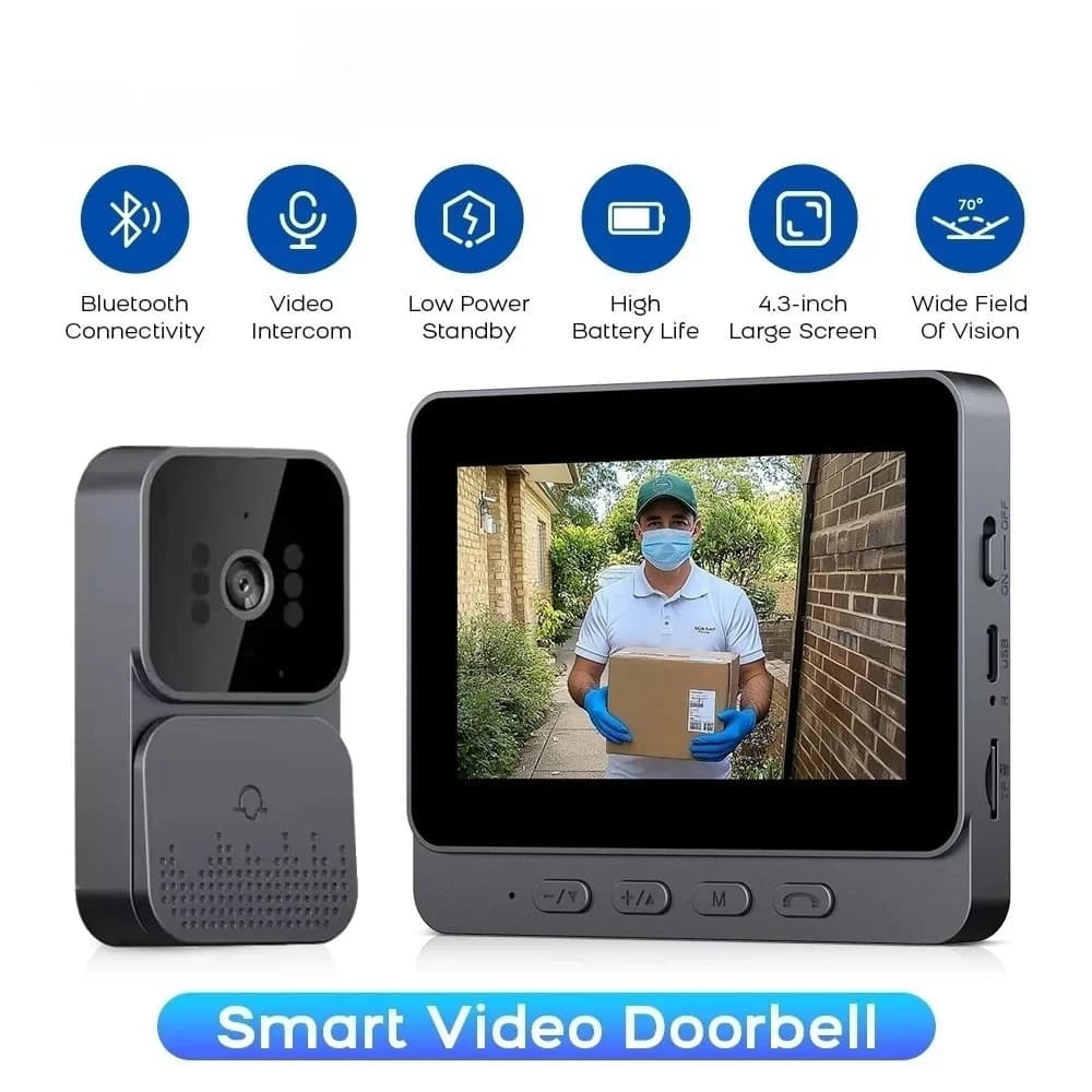 Doorbell Camera Smart Home Wireless 4G Video Intercom Camera Inteligente Night Vision 4.3 Inch HD Screen For Security Apartment