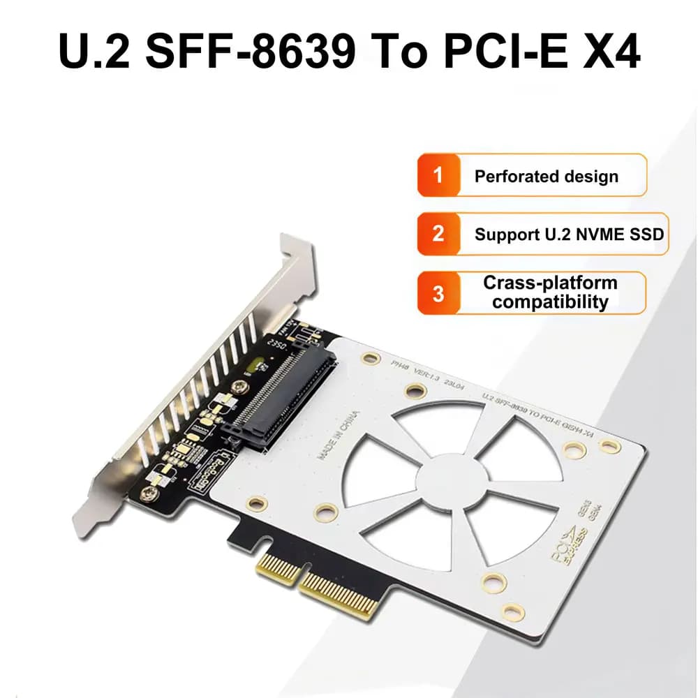 PH46 U.2 PCIe X4NVMe SSD Adapter SFF-8639 SSD GEN4 3.0 to PCI-E X4 X8 X16 Extend Card Fast Data Transfer Adapter