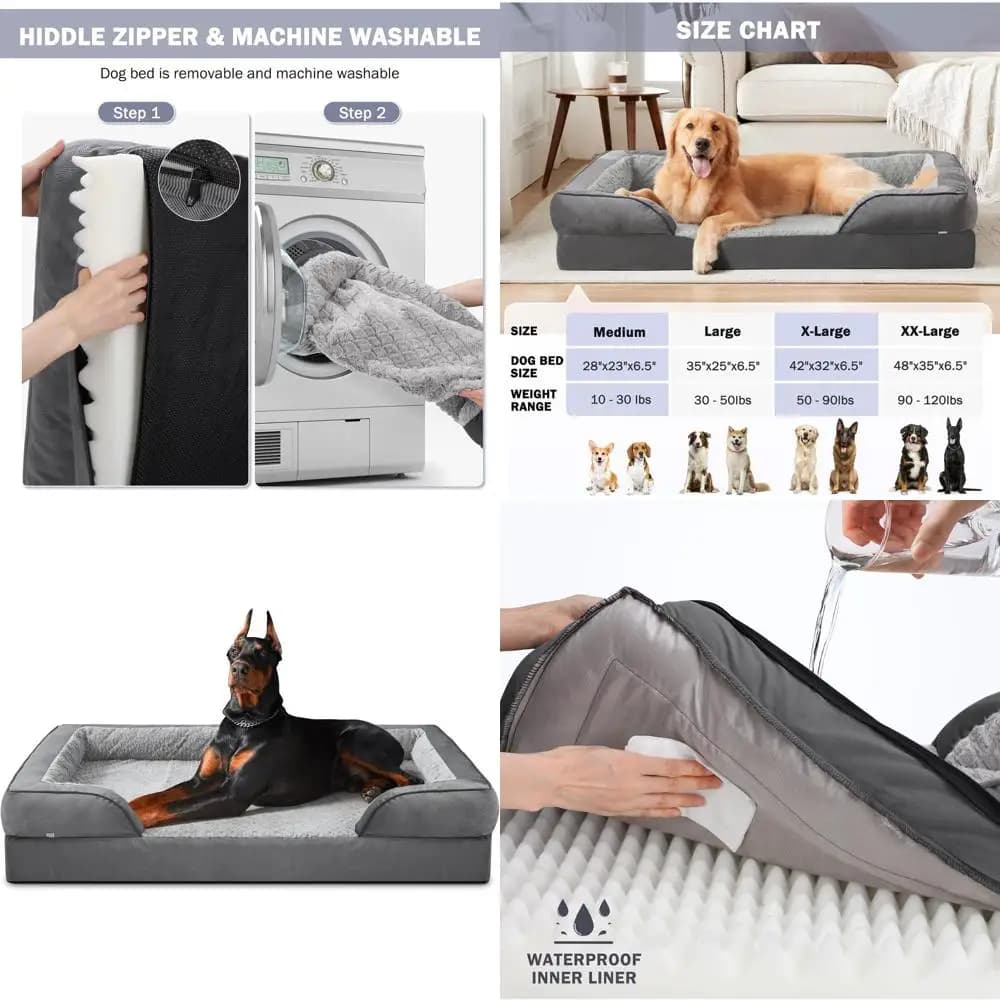Letto Ortopedico XXL per Cani con Rivestimento Impermeabile, Divano Rimovibile e Lavabile, Base Antiscivolo