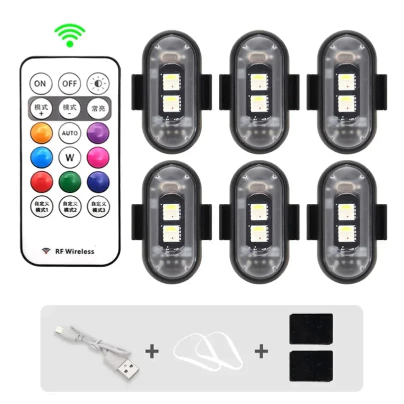 Luce Stroboscopica LED con Telecomando Wireless per Auto, Moto, Bici, Drone, Scooter, Lampada di Avvertimento Anti-collisione, Indicatore Lampeggiante