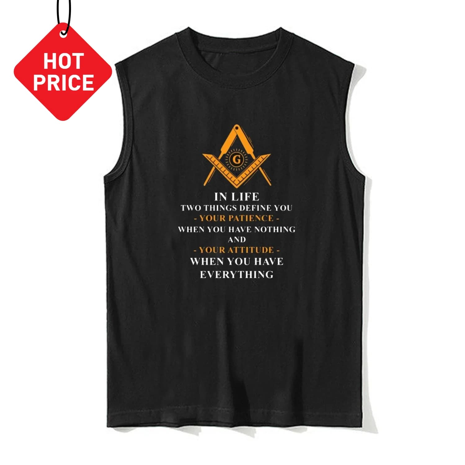 In Life Due cose ti definiscono, canottiera massonica con simbolo massonico 100% cotone O-Collo T-shirt senza maniche da uomo casual estiva