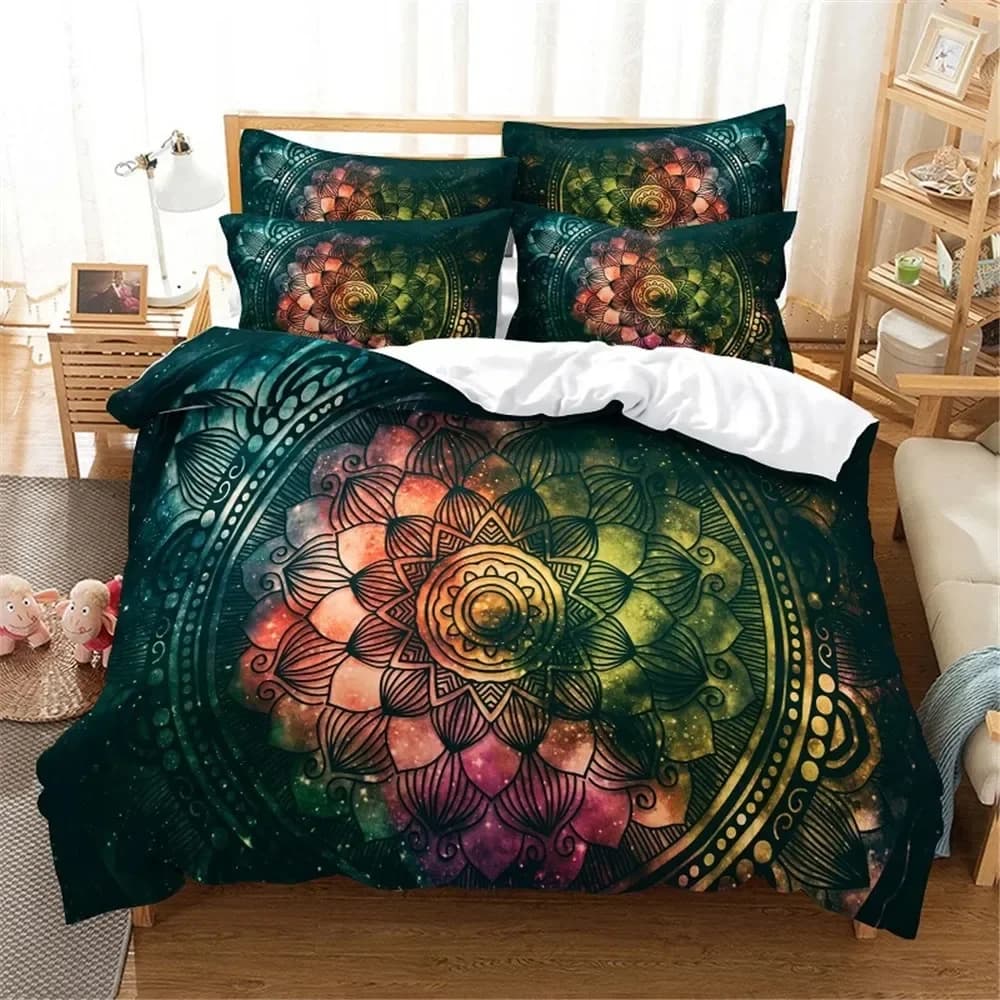 Set di Biancheria da Letto 3D con Motivi Floreali, Copripiumino Queen Size, Copriletto in Cotone, Set Completo per Camera da Letto
