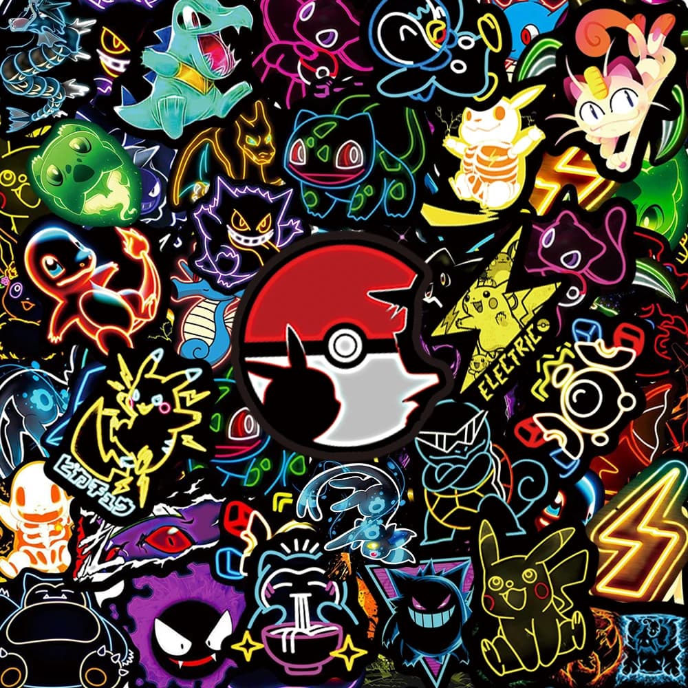 10/30/50 Pezzi Adesivi Neon Pokémon Anime, Sticker Graffiti Pikachu, Decorazioni Fai-da-Te per Telefoni, Quaderni, Chitarre, Giocattoli Classici