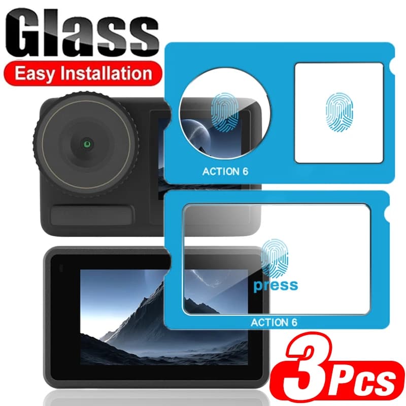 Easy Install Tempered Glass For DJI Osmo Action 6 Action6 Cameras Front Back Screen Protectors Lens Film with Installation Kit