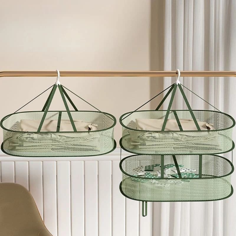 Clothes Drying Basket Socks Drying Net Underwear Drying Net Sweater Tiled Clothes Drying Net Windproof Hook Drying Basket