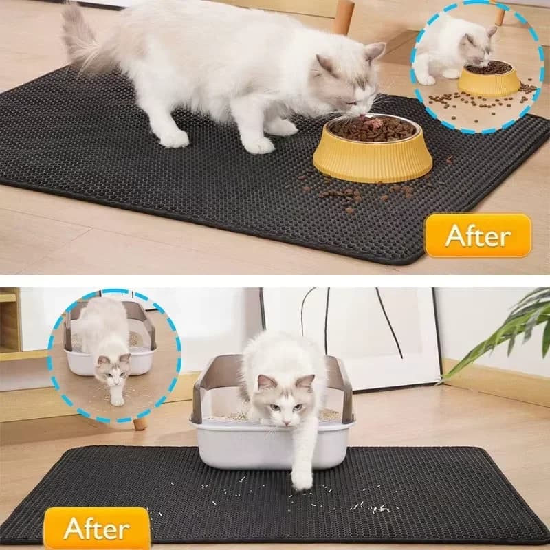 for Cat Litter Box Durable and Easy to Clean Large Cat Litter Mat Waterproof Double Layer Litter Trapping Clean Pad