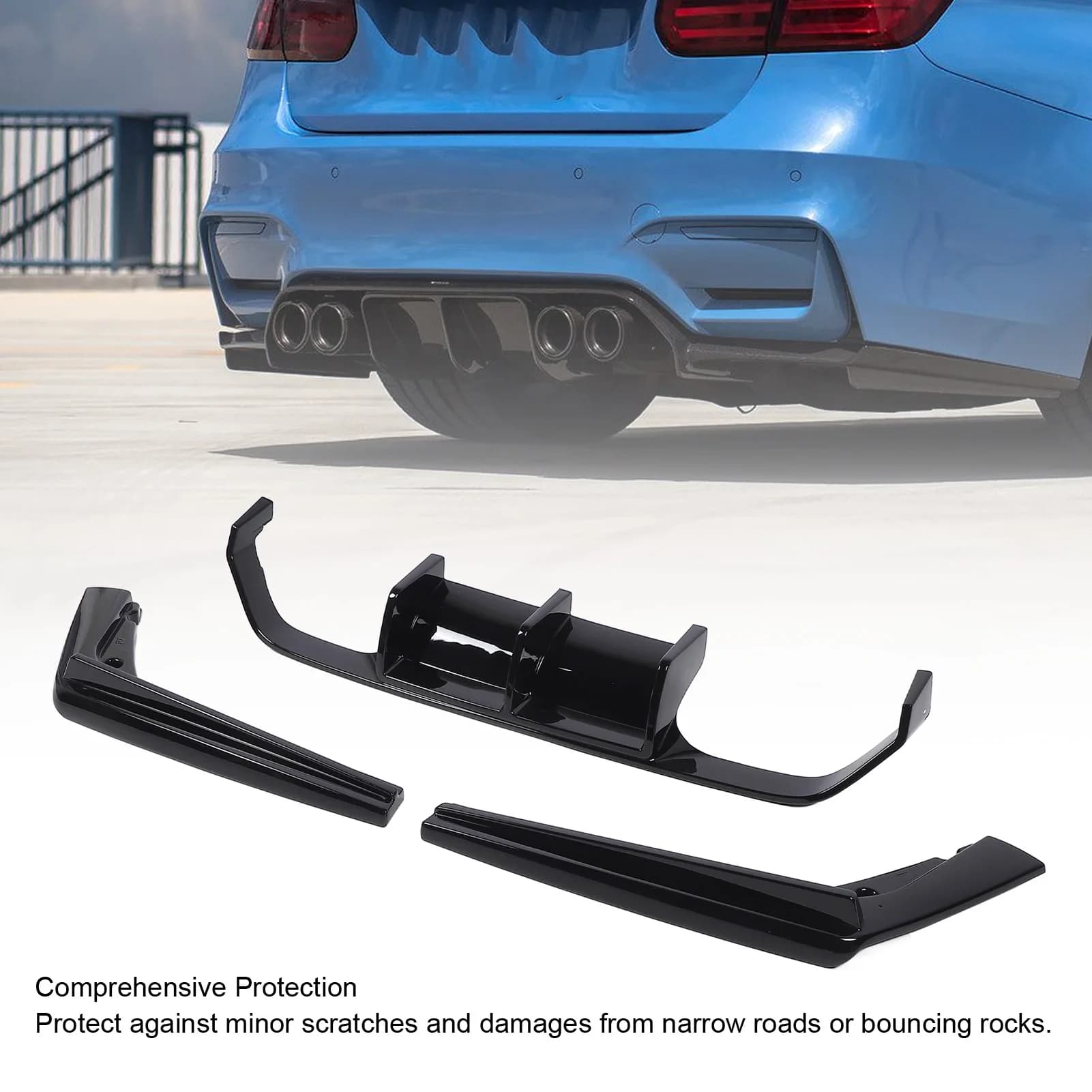 Rear aerodynamic rear bumper body kit improved sports look diffuser lip gloss black rear bumper for F80 M3 F82 M4 F83