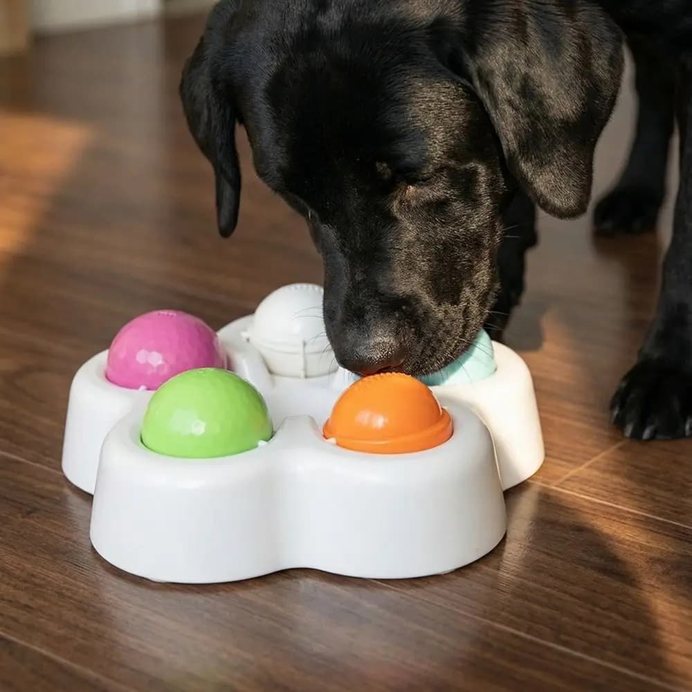 Dispenser Girevole per Snack per Animali Domestici con Base Stabile, Ciotola Interattiva per Nascondere il Cibo per Cani, in Plastica Colorata, Mangiatoia Lenta Intelligente