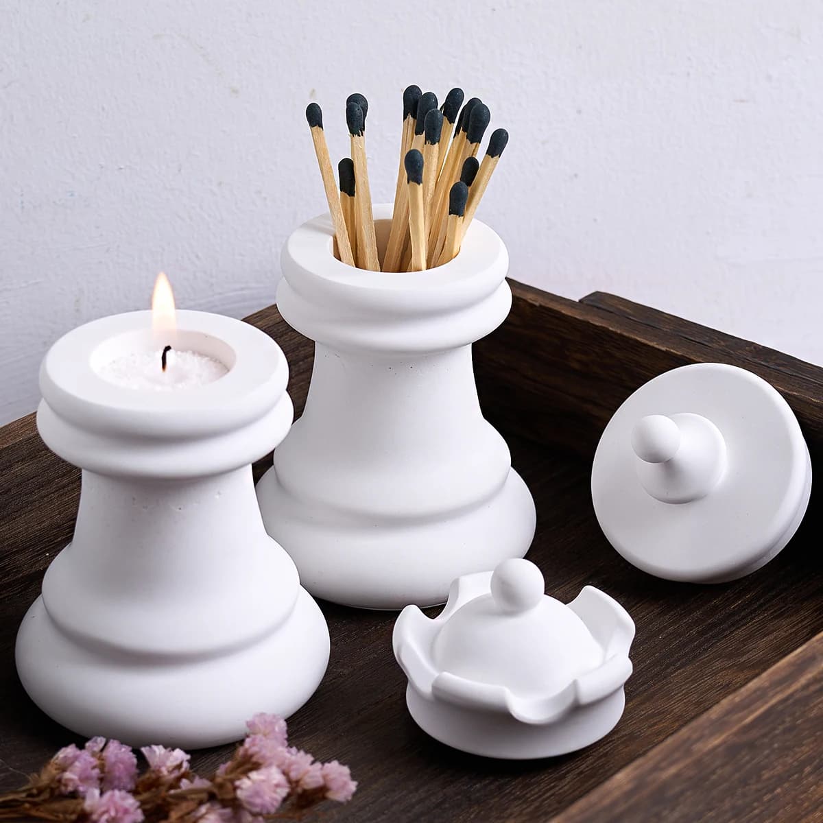 Set di stampi in silicone per barattolo di candela per scacchi Stampi per colata epossidica di cristallo per scacchi creativi per la creazione di tazze portapenne per candeliere fai-da-te