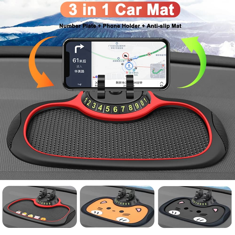 Targa nascosta per auto antiscivolo in Silicone per cruscotto antiscivolo supporto per telefono girevole supporto per navigazione del telefono