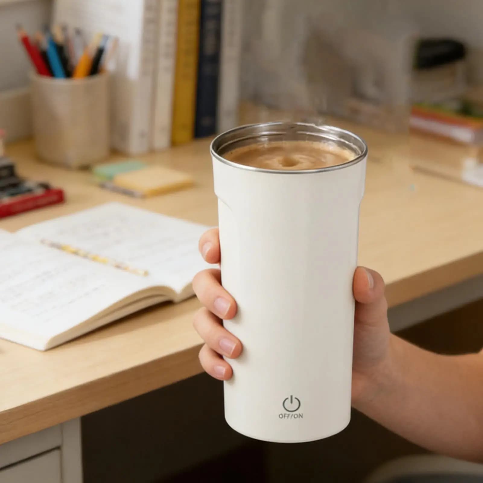 Self Stirring Cup 400ml Waterproof with Straw Lid Automatic Stirring Cup Coffee Mug for Milk Protein Powder Oatmeal Flour Drinks