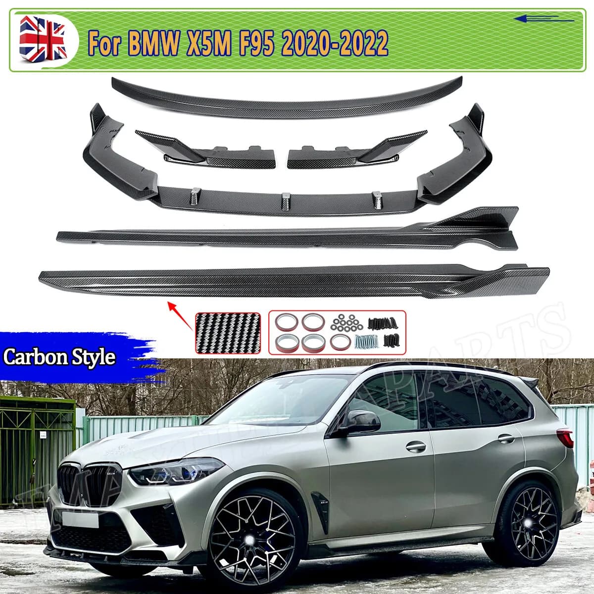 FOR BMW X5 G05 Bumper Surround X5M F95 2019 2020 2021 2022 CARBON STYLE BODY KIT FRONT SPLITTER DIFFUSER SKIRTS Accessories