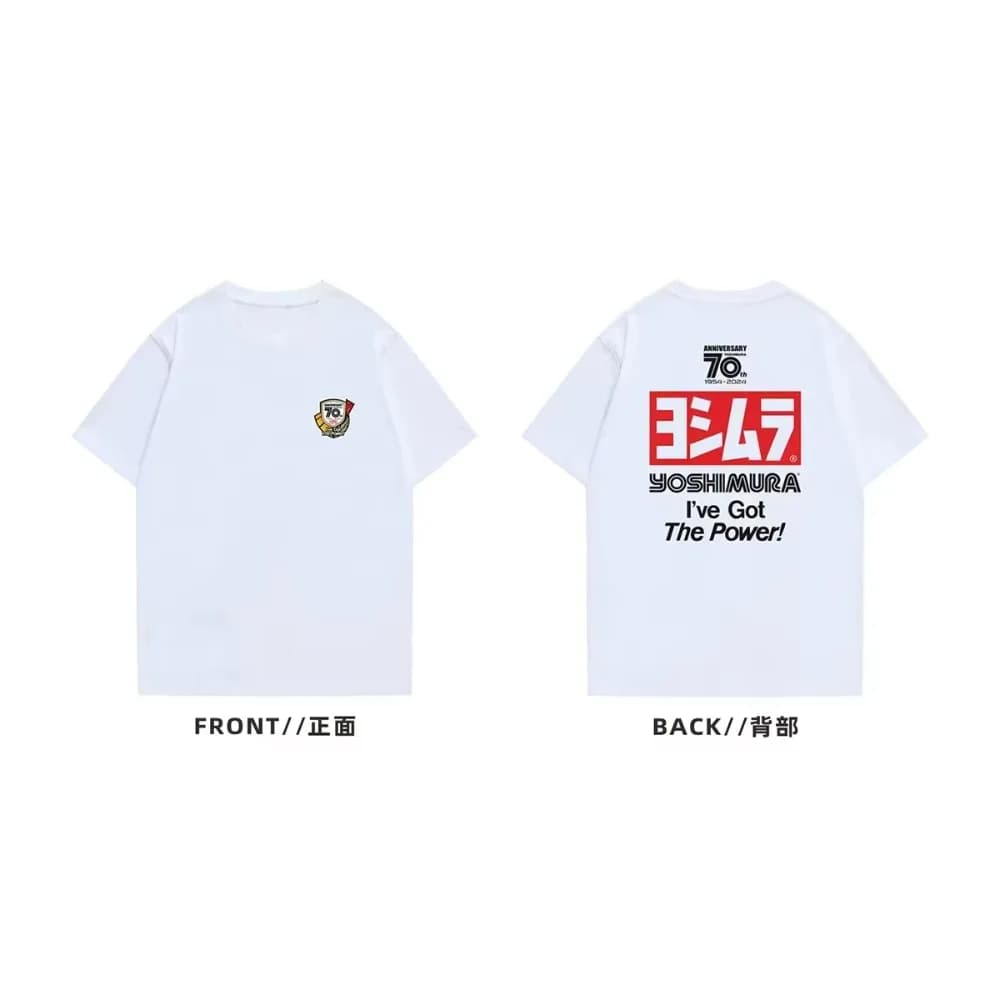 Yoshimura Exhaust 70th Motorcycle Modified Printed Graphic Tee Men's and Women's Short Sleeve T-shirt Men's Clothing Streetwear