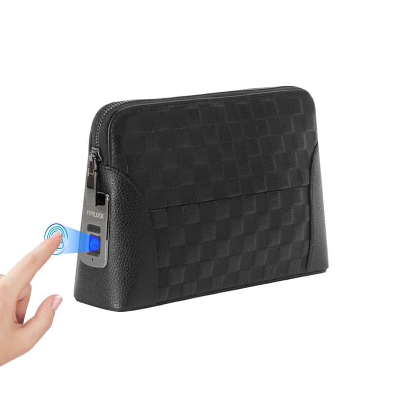 Borsa da uomo con serratura per impronte digitali Portafoglio da donna di sicurezza Pochette antifurto
